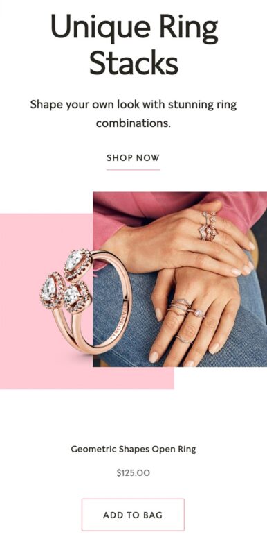 PANDORA Jewlery mobile design